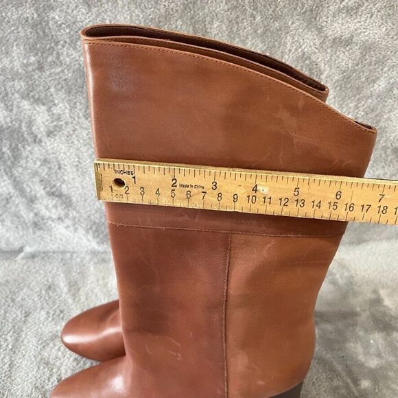 J.Crew Anya Mid Calf Stacked Boot Burnished Brown Leather Womens Size 12 - Picture 12 of 12
